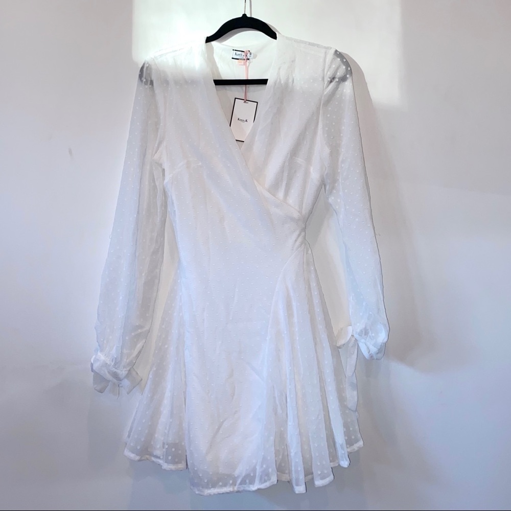 Koko & K wrap frilly skater tea dress in white